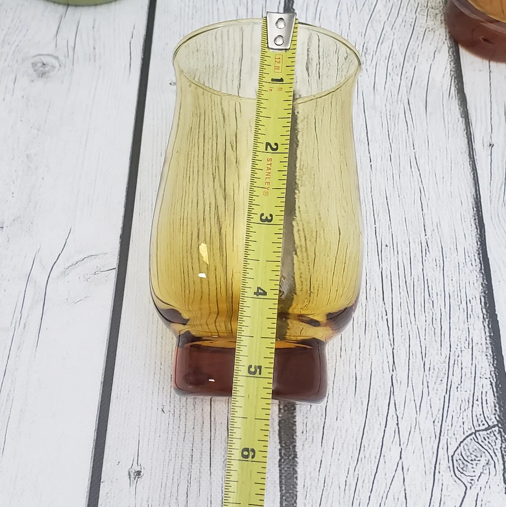 2 pc Vintage Tulip Libbey Amber Glasses - Picture 7 of 8